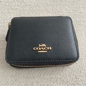Coach Pill Box - Black Leather with Gold Hardware